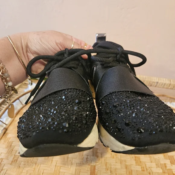 Carvela Lament Blingy Black Tennis Shoes - Picture 3 of 13